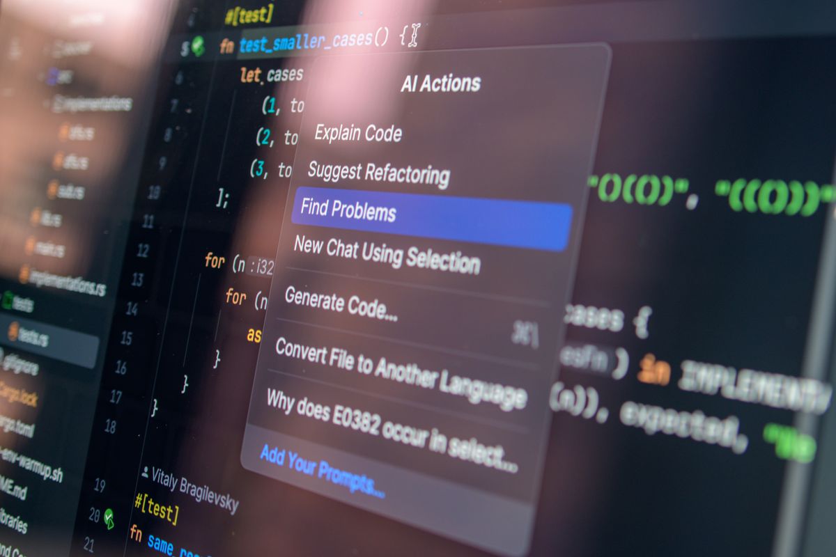 AI-assisted code debugging displayed on a computer screen.
